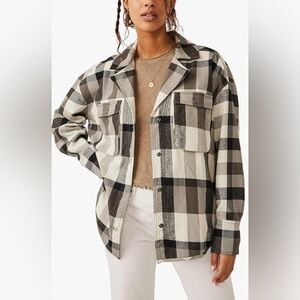 We the Free Izzie Cargo Shirt in Black & Cream NWOT Size S